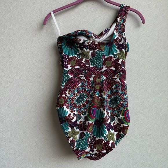 Miraclesuit One Shoulder Swimsuit Colorful Paisley Size 6 Small Tummy Control - Picture 4 of 10